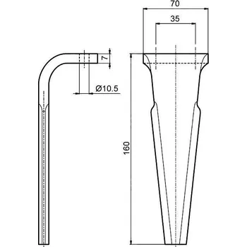 Hřebík Hřeb rotační brány 160X70x7mm Ø10,5 R2