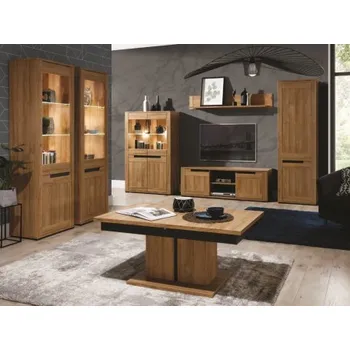 Obývací stěna Obývací pokoj s osvětlením Memphis - dub granson/grafit