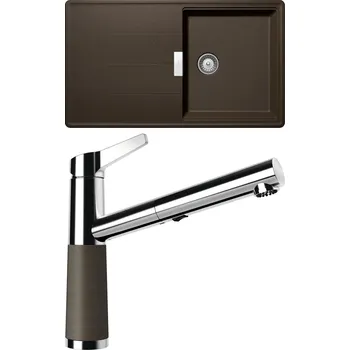 Granitový dřez Set Schock S13-5 (dřez Tia D-100 Bronze + baterie SC-510.120 Bronze)