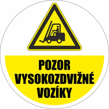 Podlahová značka PVC - POZOR VYSOKOZDVIŽNÉ VOZÍKY podlahové samolepky 200 mm