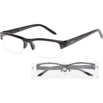 Počítačové brýle KEEN Čtecí brýle +2.00 černé s pruhy a pouzdrem, Počet dioptrií: +2,00