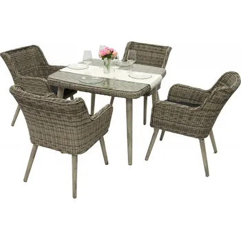 Jídelní set DEOKORK Zahradní ratanová sestava VICTORIA MINI 1+4 (šedá)