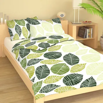 Povlečení Bavlněné povlečení Listy tmavě zelené Uzávěr: Hotelový uzávěr