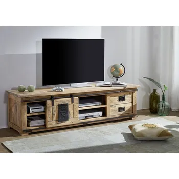 Televizní stolek IRON II. TV stolek 180x55 cm, mango, přírodní