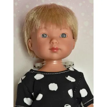 Panenka Realistická panenka chlapeček Nylo v černém tričku s puntíky od firmy Vestida de Azul (Nylo - 28 cm )