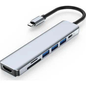 USB hub Hliníkový USB-C HUB 7v1 HDMI 4K