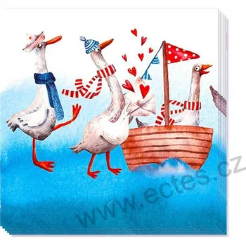 Papírový ubrousek GOOSE FAMILY papírové ubrousky husy s loďkou na moři 20 ks