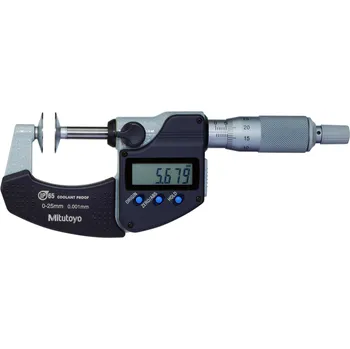 Mikrometr třmenový digitální 0-25 mm, talířový dotek, digimatic, ip65, (mitu-323-250-30)