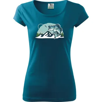 Dámské tričko Ryba v horách - Dámské triko Pure - M ( Petrolejová )