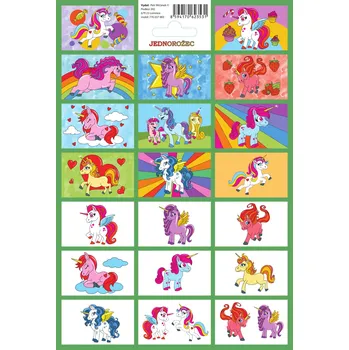 samolepka Velké dětské samolepky JEDNOROŽCI 17 x 24, 5 cm