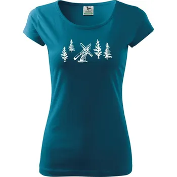 Dámské tričko Ježíš s křížem - Dámské triko Pure - XS ( Petrolejová )