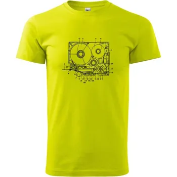 Pánské tričko Nákres kotoučový přehrávač - Klasické pánské triko vyšší gramáže - 4XL ( Limetková )