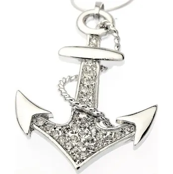 Náhrdelník Náhrdelník MASIVNÍ KOTVA 55mm Swarovski Elements Rhodium