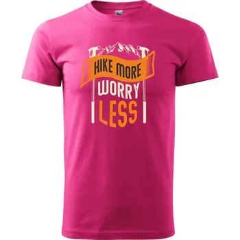 Hike More Worry Less cepíny - Klasické pánské triko vyšší gramáže - S ( Purpurová )