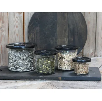 Dóza na potraviny Skleněná dóza s černým víčkem French Jam - Ø 13*11 cm