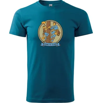 Born to Climb mladí - Klasické pánské triko vyšší gramáže - M ( Petrolejová )