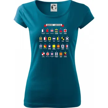 Námořní abeceda - Dámské triko Pure - 2XL ( Petrolejová )