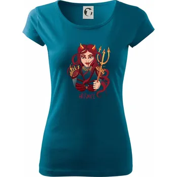 Dámské tričko Hříšnice malovaná (Pecka design) - Dámské triko Pure - L ( Petrolejová )