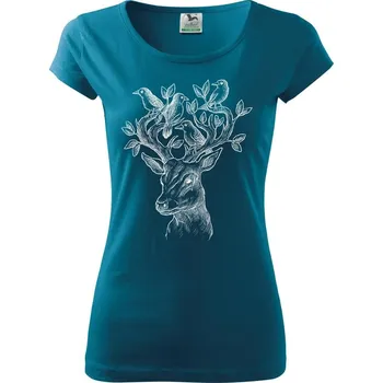 Dámské tričko Jelen ochránce přírody - Dámské triko Pure - 2XL ( Petrolejová )