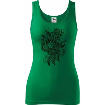 Dámské oblečení Tetování ornament kytka - Dámské tílko - XS ( Středně zelená )