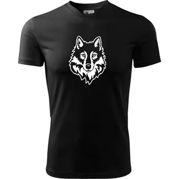 Pánské oblečení Hlava vlka černobílá (Hana-creative) - Pánské triko Fantasy sportovní (dresovina) - 3XL ( Černá )