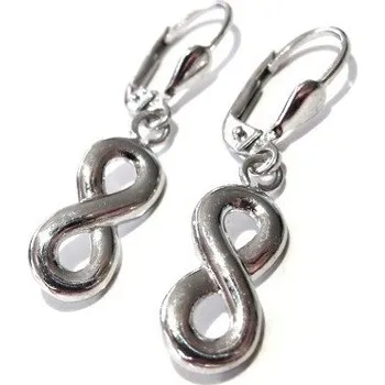 Náušnice Stříbrné náušnice visací Nekonečno 32mm Rhodium Stříbro 925/1000