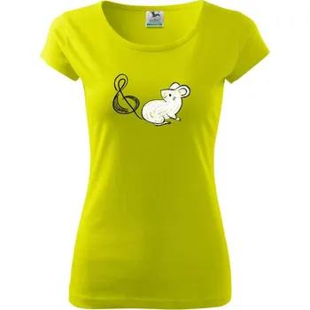 Dámské tričko Myš houslový klíč - Dámské triko Pure - S ( Limetková )