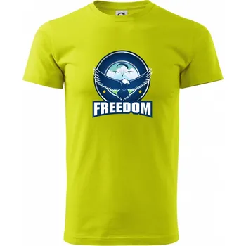 Paragliding orel freedom - Klasické pánské triko vyšší gramáže - 4XL ( Limetková )