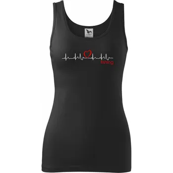 Dámské tričko Moje srdce bije pro fishing - Dámské tílko - L ( Černá )