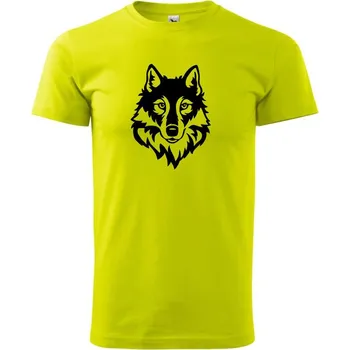 Hlava vlka černobílá (Hana-creative) - Klasické pánské triko vyšší gramáže - S ( Limetková )