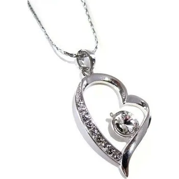 Náhrdelník Náhrdelník SRDCE Swarovski Crystal 38mm Rhodium