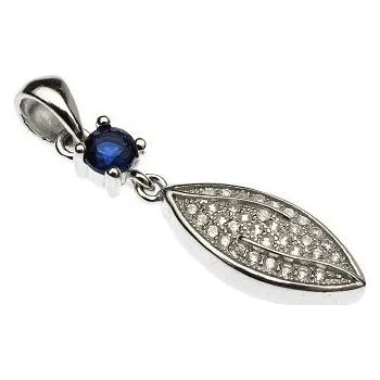 Přívěsek Stříbrnný přívěšek dlouhý se zirkony 31mm Rhodium Modrý Stříbro 925/1000