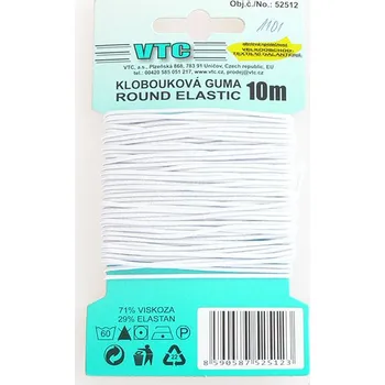 Textilní guma Klobouková guma 1,2mm 10m - 1101 - bílá