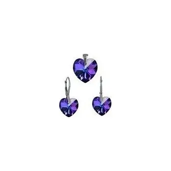 Souprava šperků Stříbrná souprava SRDCE Swarovski 10mm Crystal Heliotrope Stříbro 925/1000