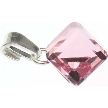 Přívěsek Stříbrný přívěsek kostička větší Swarovski Rose Stříbro 925/1000