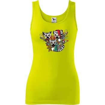 Dámské tričko Vánoční Lemurové (Pecka design) - Dámské tílko - XS ( Limetková )