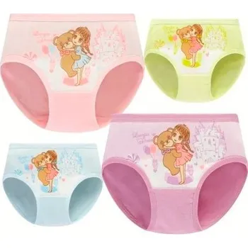 4 ks dívčích klasických kalhotek, různé animované motivy Motiv: panenka s medvědem, Velikost: S (2-3 roky)