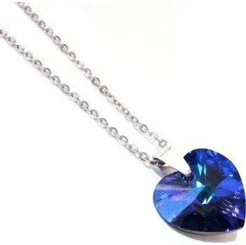 Náhrdelník Stříbrný náhrdelník SRDCE Swarovski Heliotrope Stříbro 925/1000 45 cm