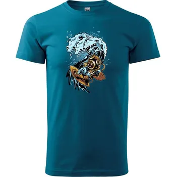 Pánská móda Surfující potápěč - Klasické pánské triko vyšší gramáže - M ( Petrolejová )