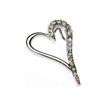 Přívěsek Stříbrný přívěsek srdíčko se zirkony 22mm Rhodium Stříbro 925/1000