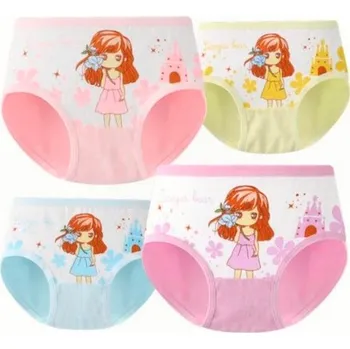 Dívčí spodní prádlo 4 ks dívčích klasických kalhotek, různé animované motivy Motiv: panenka a zámek, Velikost: S (2-3 roky)