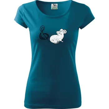 Myš houslový klíč - Dámské triko Pure - XS ( Petrolejová )
