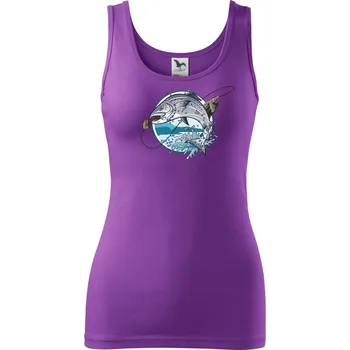 Dámské tričko Muškaření rybář - Dámské tílko - 2XL ( Fialová )