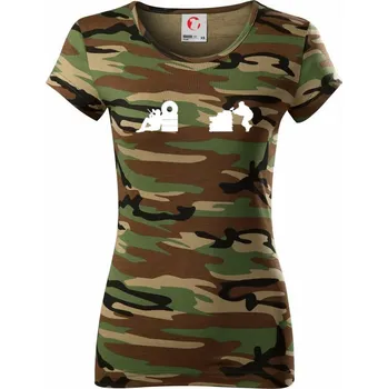 Dámské tričko Paintball střelec - Dámské maskáčové triko - S ( Hnědý maskáč )