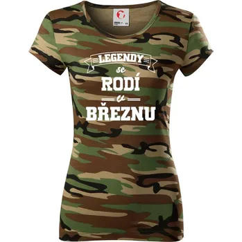 Legendy se rodí v březnu - Dámské maskáčové triko - XL ( Hnědý maskáč )