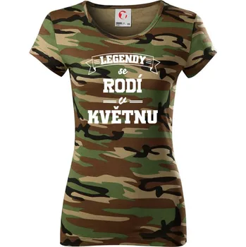 Dámské tričko Legendy se rodí v květnu - Dámské maskáčové triko - L ( Hnědý maskáč )