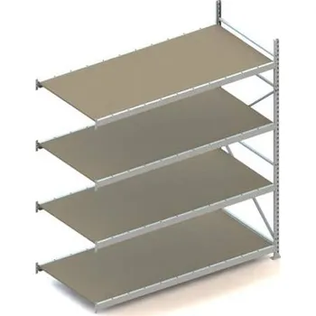 Dílenský regál Regál zásuvný MINI-RACK, V: 2500 mm, 4 police 2200 x 1050 mm z dřevotřísky, nosnost 600 kg, přídavný