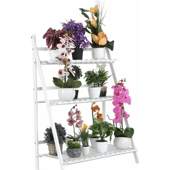 Knihovna Skládací bambusový regál NEPEL TYP 1 bílý + dárek