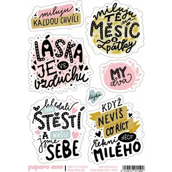 samolepka Papero amo - Samolepky arch - LÁSKA JE VE VZDUCHU / Miluju každou chvíli