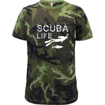 Scuba life - Dětské maskáčové triko - 134 cm/8 let ( Zelený maskáč )